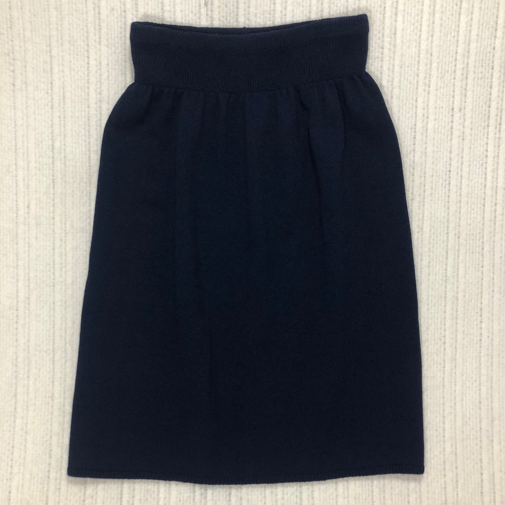 San Remo Navy Blue Knit A-Line Skirt High Waist Small